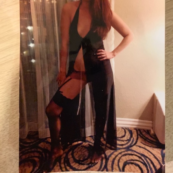 SOLD!!!! Black, sheer Negligee Halter - Picture 2 of 5